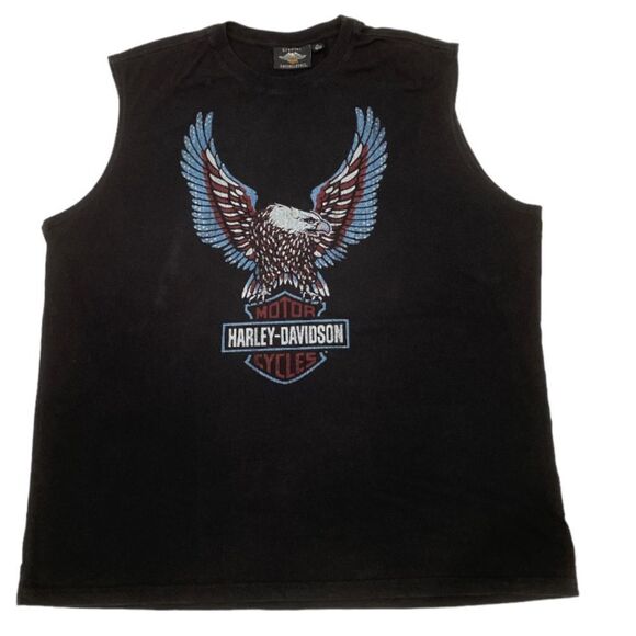 Harley-Davidson® Men's Upright Eagle Sleeveless Tee Black Size 2XL - Picture 1 of 10
